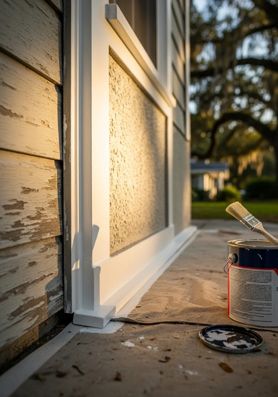 Close-up of a homeowner and service professional shaking hands in front of an Azalea Park residence.