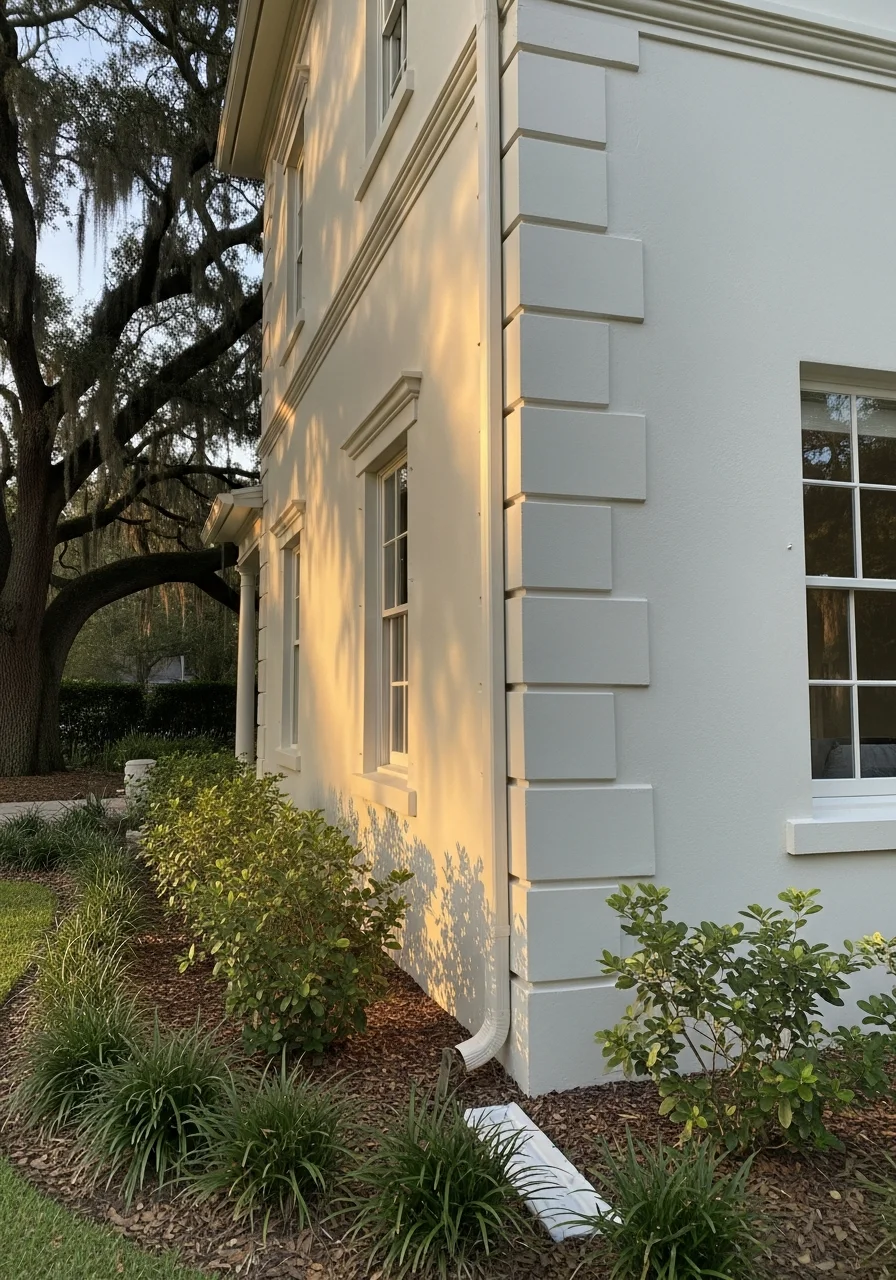 Craftsperson carefully working on details of a Winter Park home's exterior.