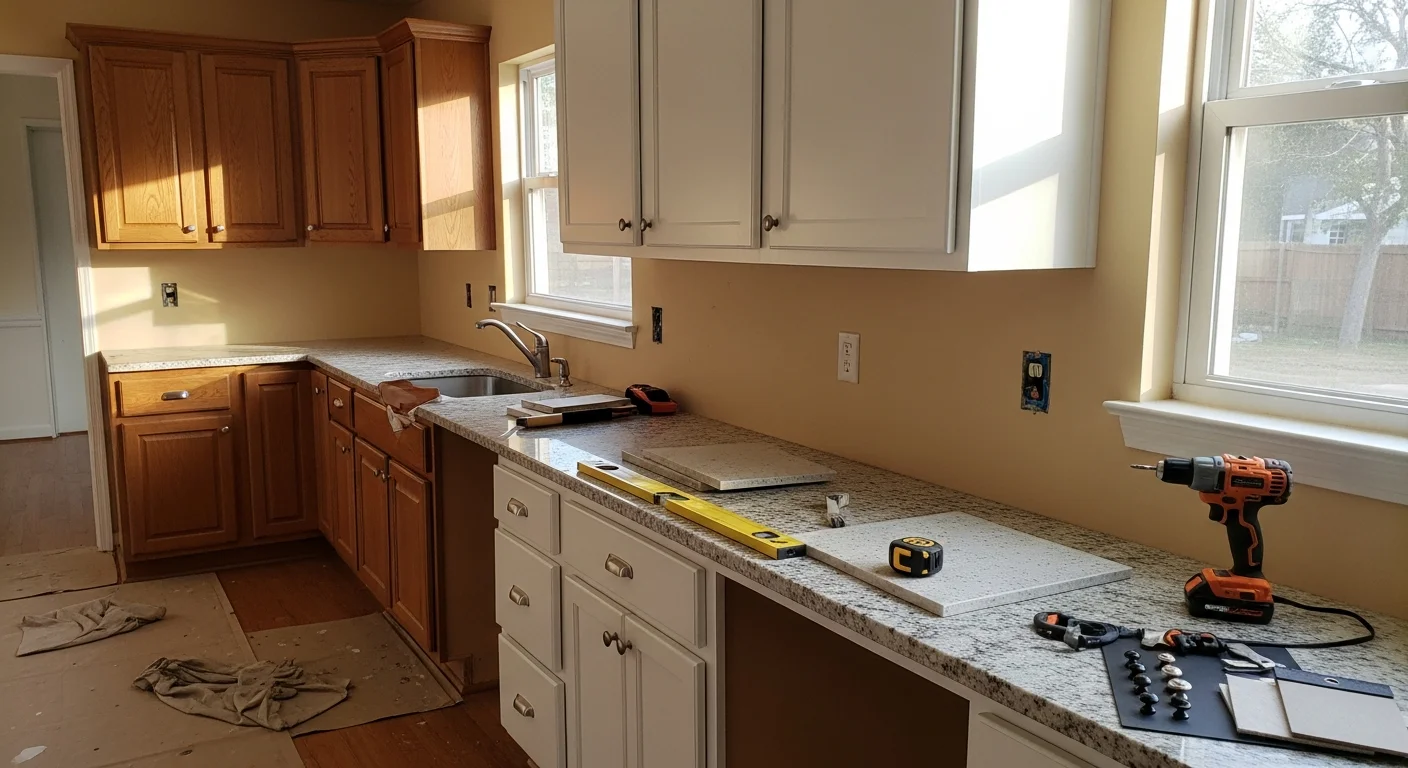 A remodeled kitchen inside a single-family home in Azalea Park, FL, featuring updated cabinetry, new countertops, and modern fixtures. The space reflects a practical layout suited to the mid-century home style common in the Azalea Park neighborhood.